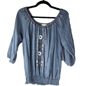 Mine  embroidered off the shoulder Peasant farmhouse top